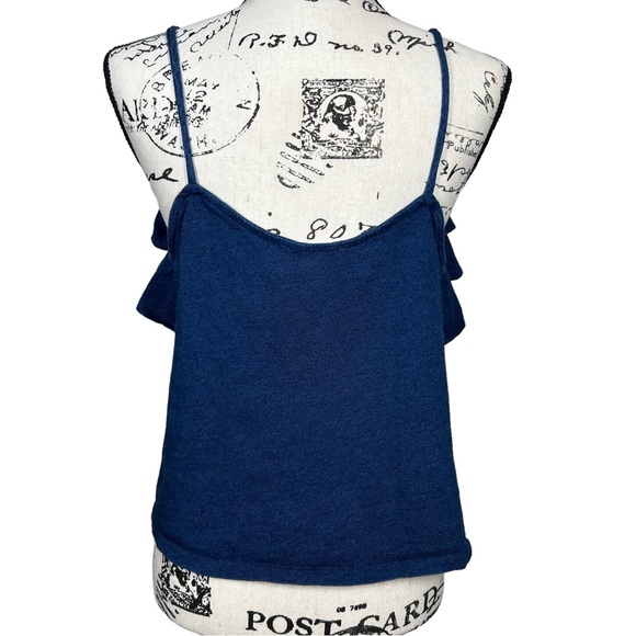 Mango Denim Keyhole Ruffle Tie Front Tank Top - Picture 4 of 9